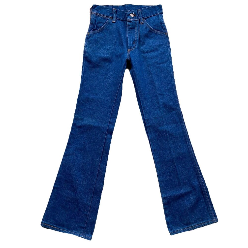 Vintage 70s Flare Jeans Bell Bottoms Sedgefield 25x30 Size 0 Talon Zipper Blue